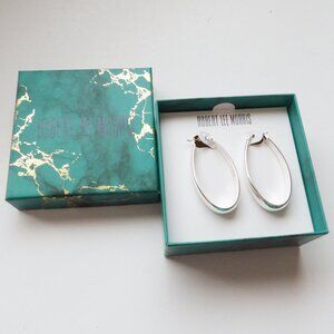 Robert Lee Morris SOHO Large Oval Silver Hoop Earrings New in Branded Gift Box